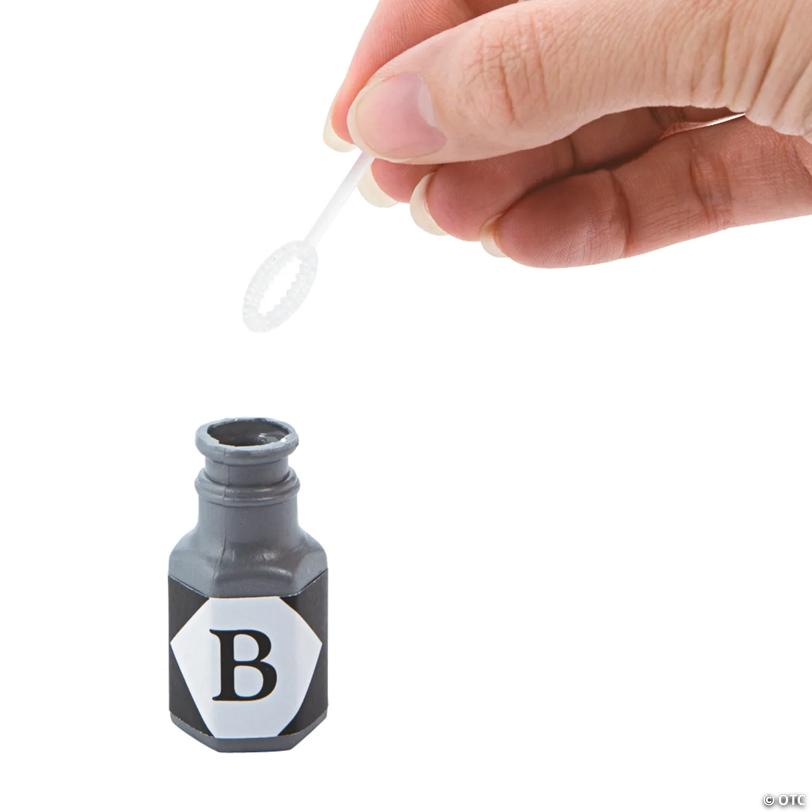 Bulk 48 Pc. Personalized Mini Monogram with Silver Bubble Bottles