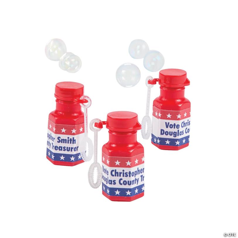 Bulk 48 Pc. Personalized Mini Patriotic Bubble Bottles