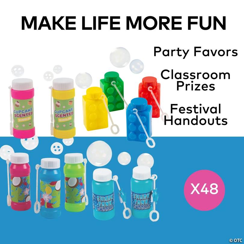 Bulk 48 Pc. Summer Fun Bubble Bottle Assortment Kit