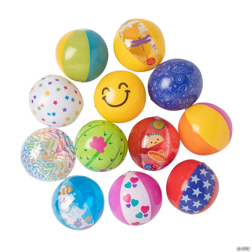 Bulk 50 Pc. Medium Inflatable 11" Multicolor Beach Ball Assortment