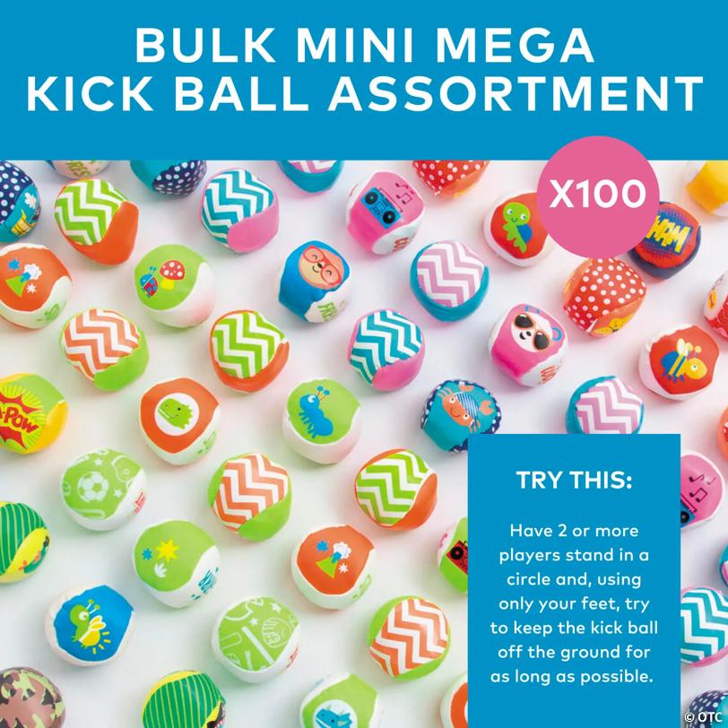 Bulk Mini Mega Footbags Assortment - 96 pc