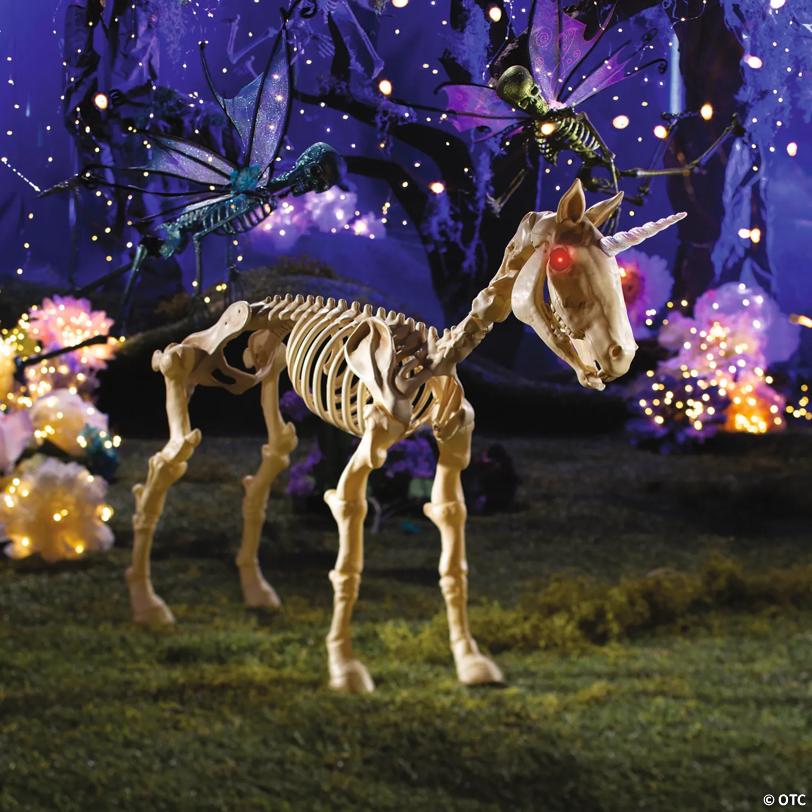 Bulk Unicorn Skeleton Halloween Decorations - 4 Pc.