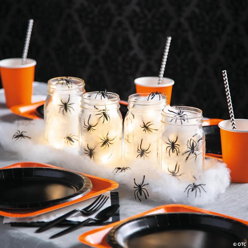 Bulk  48 Pc. Stretchable Spider Webs with Black Plastic Spiders