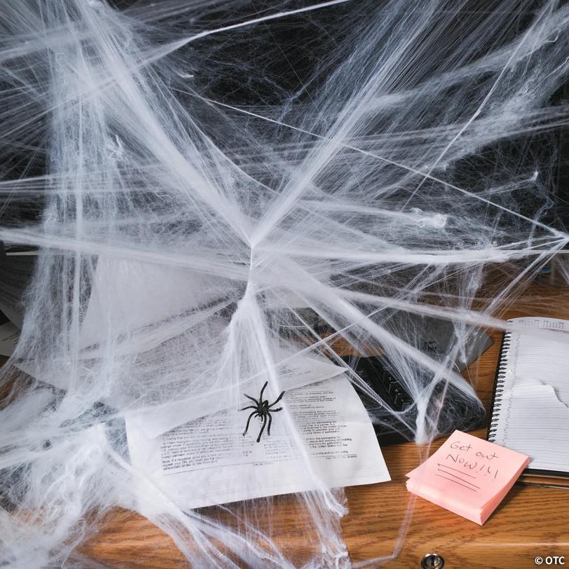 Bulk  48 Pc. Stretchable Spider Webs with Black Plastic Spiders