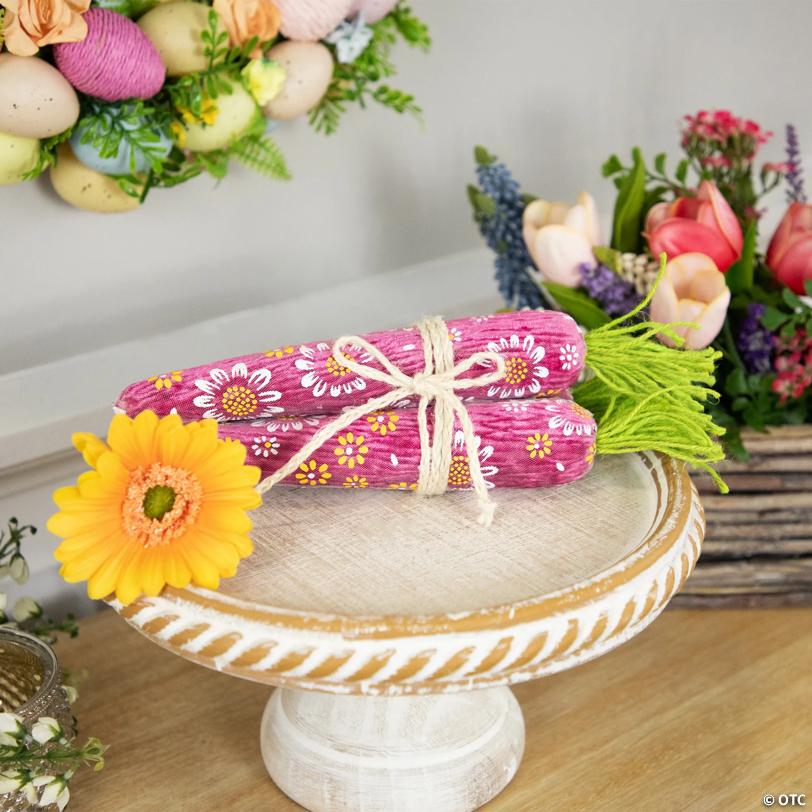 Bundled Floral Easter Carrots Decoration - 10.25