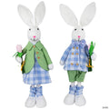 Bunny Couple in Matching Checkered Outfits Easter Figures - 18.75" - Set of 2