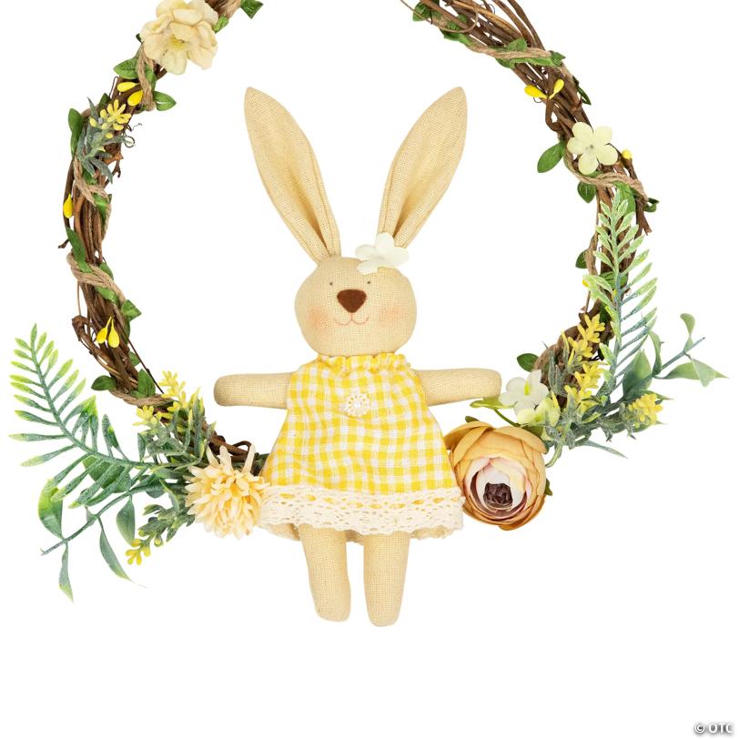 Bunny with Flowers Artificial Easter Twig Wreath - 10