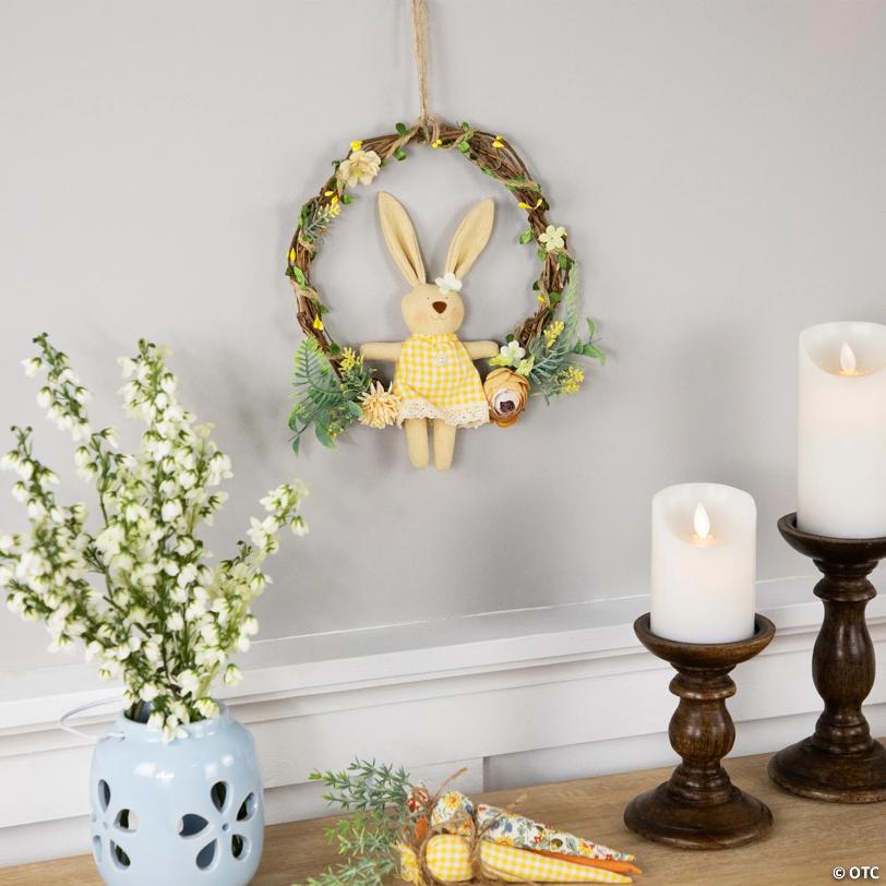 Bunny with Flowers Artificial Easter Twig Wreath - 10