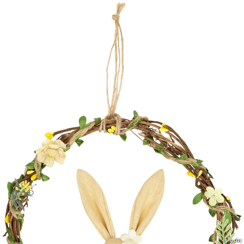 Bunny with Flowers Artificial Easter Twig Wreath - 10