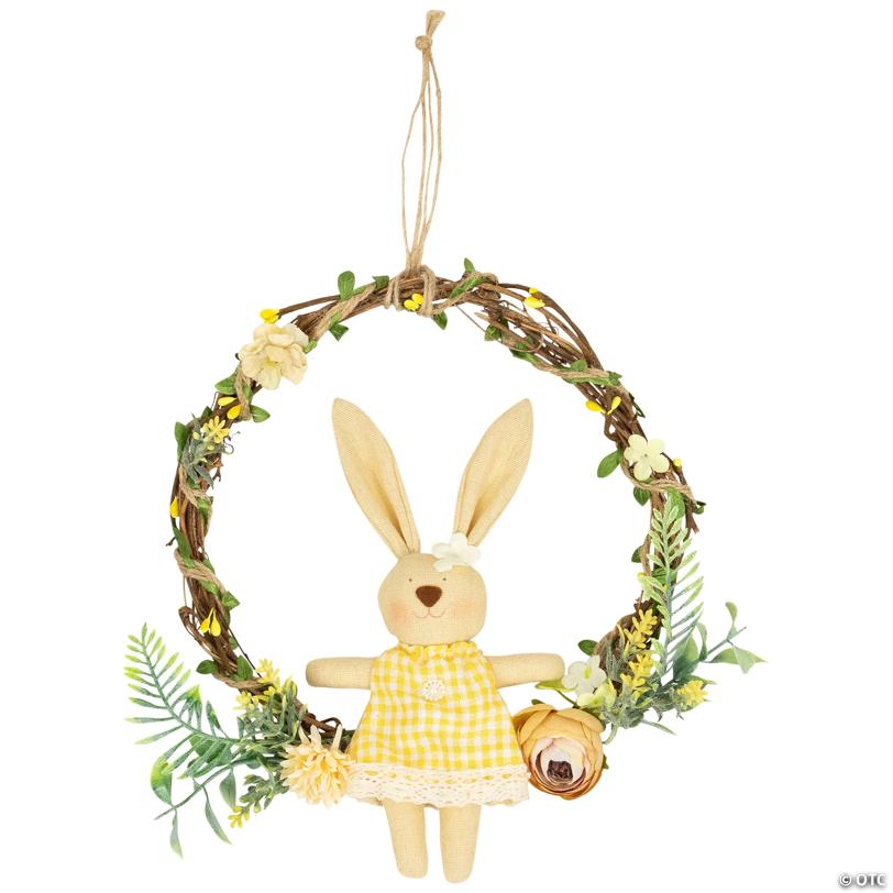 Bunny with Flowers Artificial Easter Twig Wreath - 10