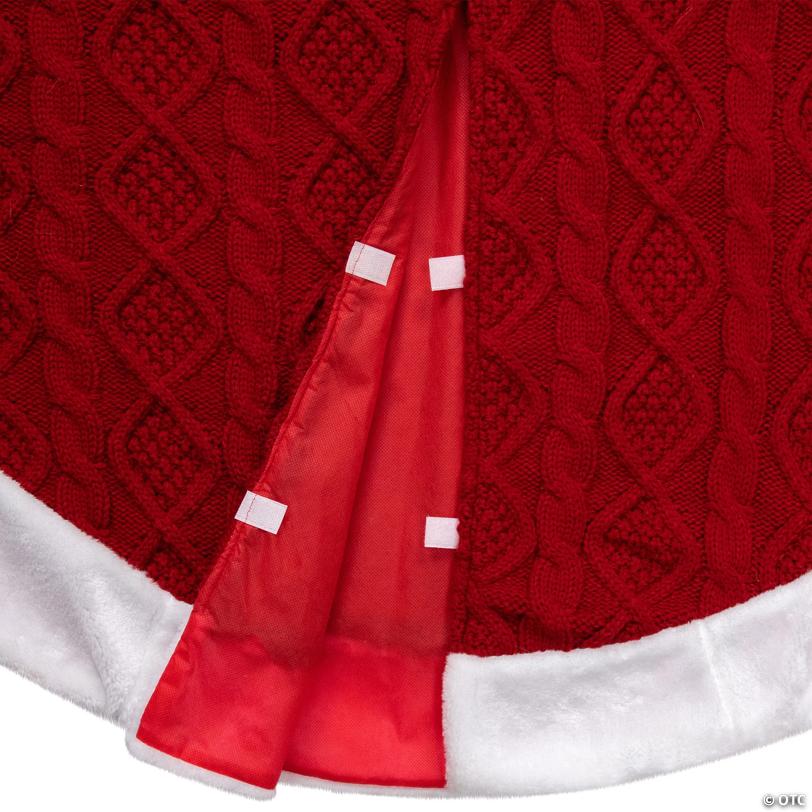 Cable Knit Christmas Tree Skirt - 48" - Red and White