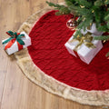Cable Knit Christmas Tree Skirt with FauProper Fur Trim- 48" - Red