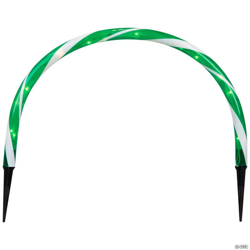 Candy Cane Outdoor Christmas Arch Pathway Markers - Green - Set of 3
