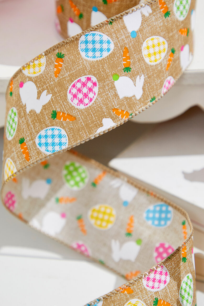 2.5" x 10 Yard Dark Canvas Rabbit Eggs Ribbon