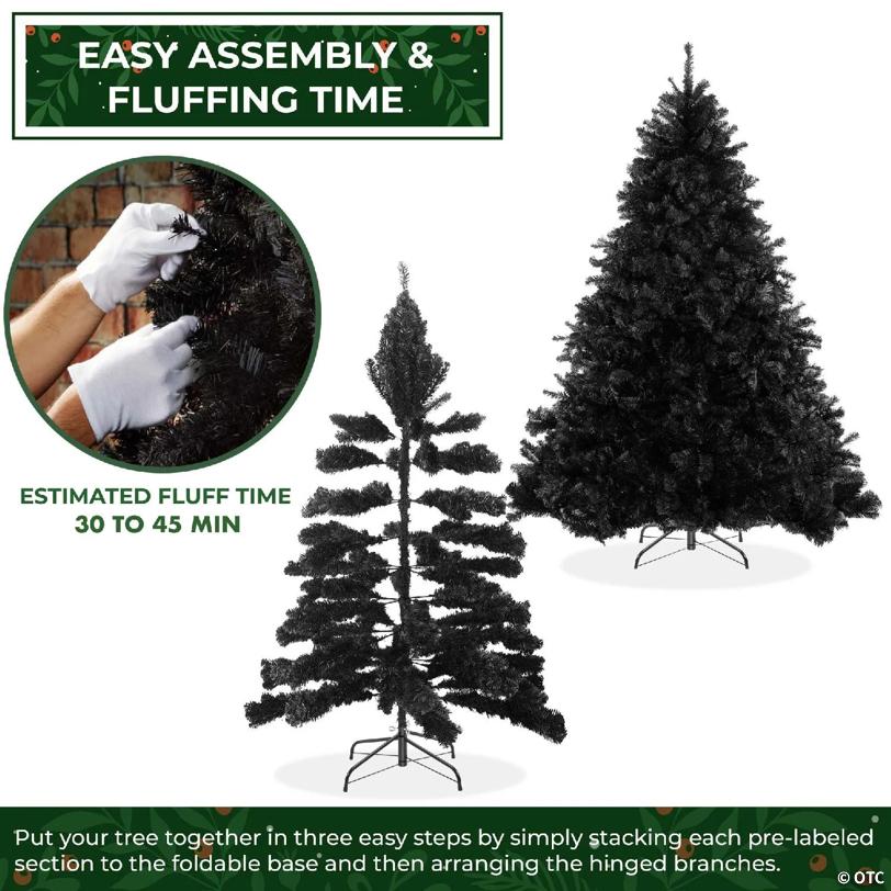 Casafield 4.5FT Black Spruce Realistic Artificial Holiday Christmas Tree with Metal Stand