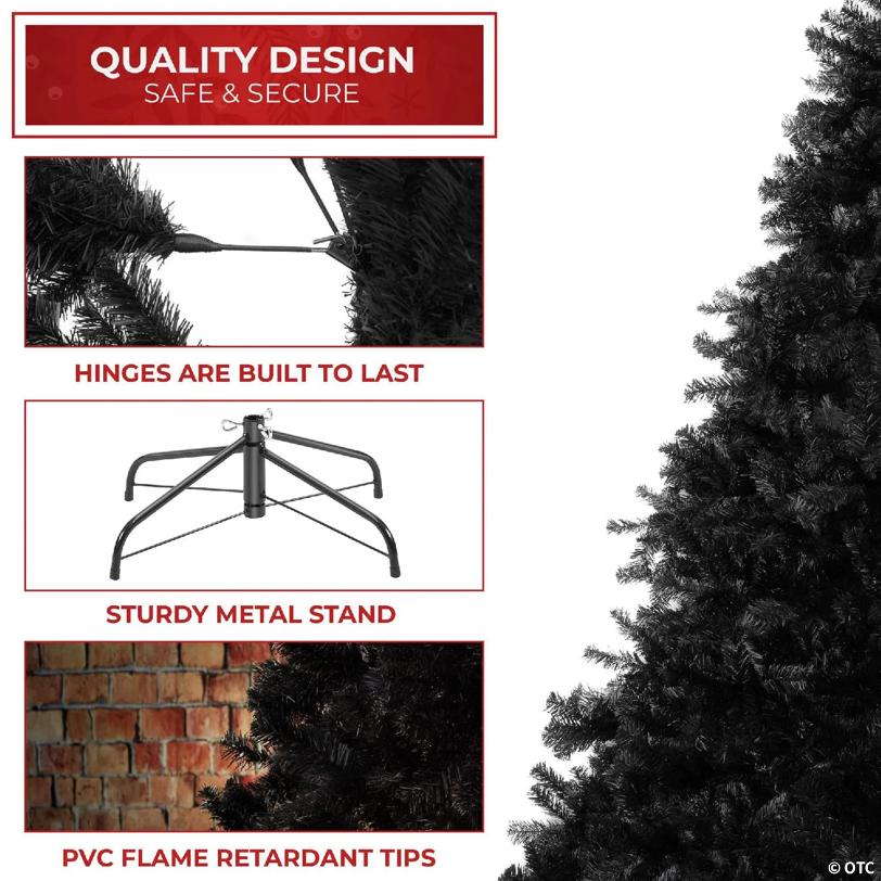 Casafield 4.5FT Black Spruce Realistic Artificial Holiday Christmas Tree with Metal Stand