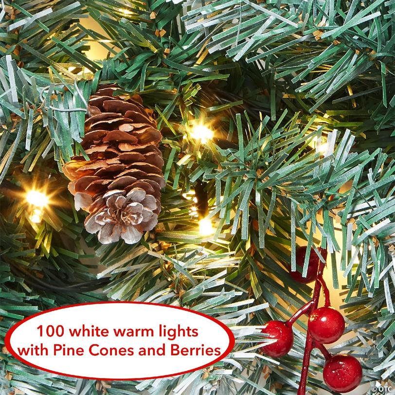 Casafield 9FT Pre-Lit Artificial Christmas Garland, Snow-Flocked w/ Lights and Pinecones