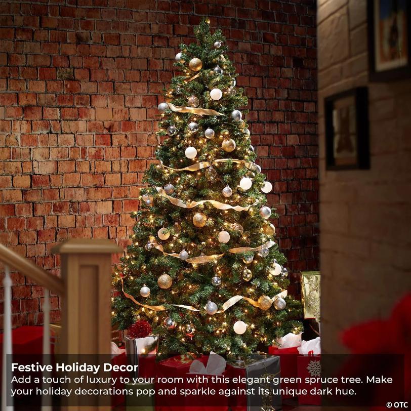 Casafield 9FT Pre-Lit Realistic Green Spruce Artificial Holiday Christmas Tree with Stand