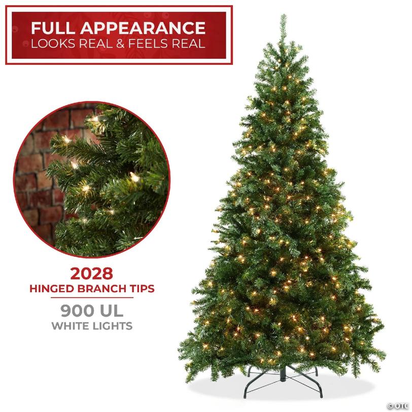 Casafield 9FT Pre-Lit Realistic Green Spruce Artificial Holiday Christmas Tree with Stand
