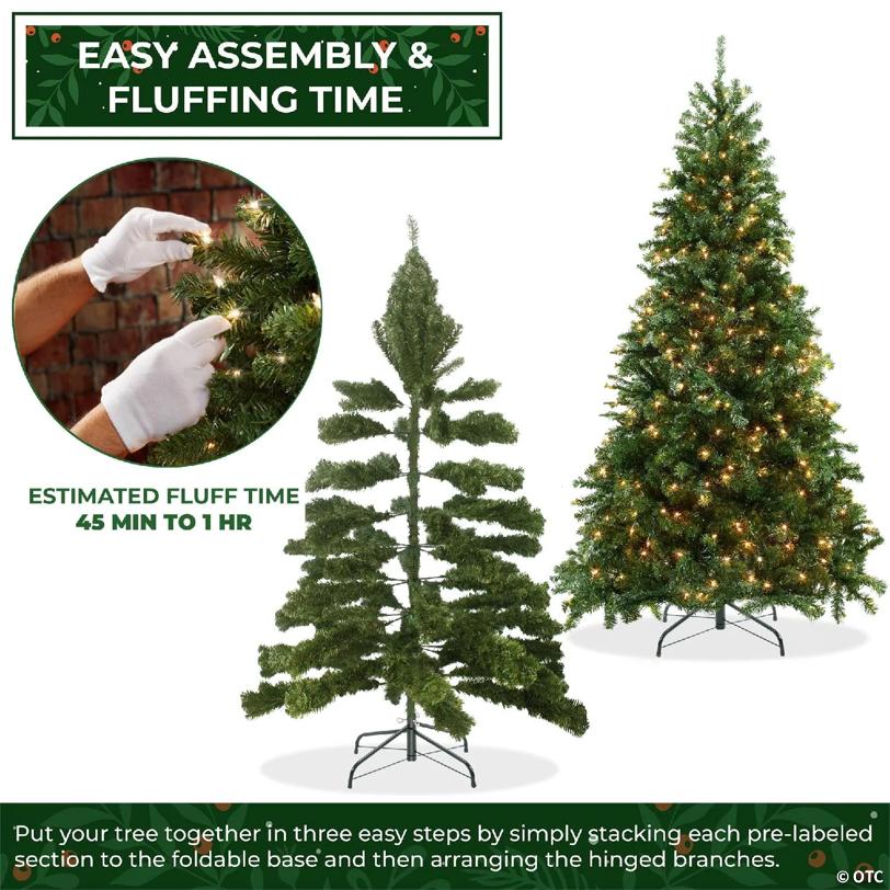 Casafield 9FT Pre-Lit Realistic Green Spruce Artificial Holiday Christmas Tree with Stand