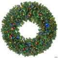 Casafield Pre-Lit Artificial Christmas Wreath, Green Fir with Multi-Color LED Lights - 60