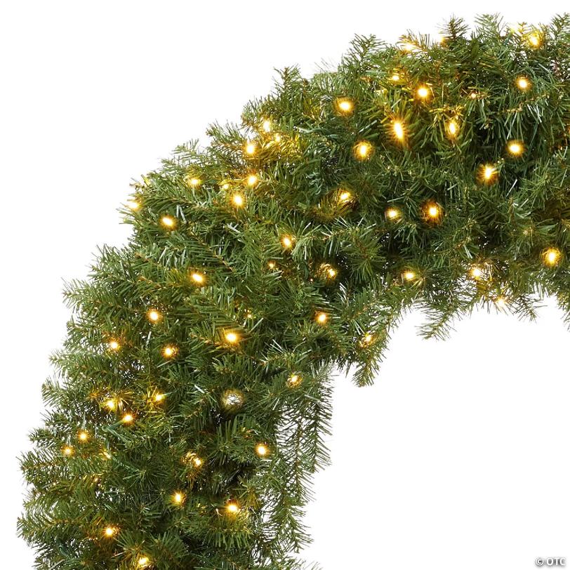 Casafield Pre-Lit Artificial Christmas Wreath, Green Fir with White LED Lights - 60