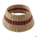 Casafield Seagrass Christmas Tree Collar with Ribbon, Christmas Tree Cover 24" - Natural