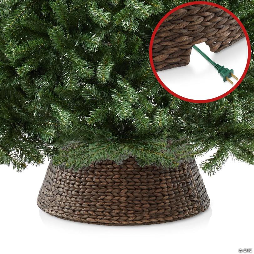Casafield Water Hyacinth Christmas Tree Collar, Small Christmas Tree Cover 24" - Brown