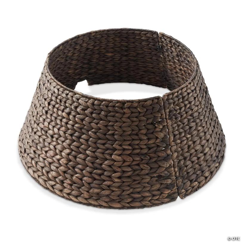 Casafield Water Hyacinth Christmas Tree Collar, Small Christmas Tree Cover 24" - Brown