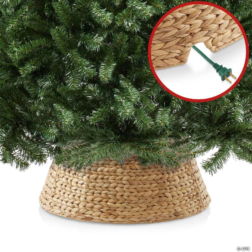 Casafield Water Hyacinth Christmas Tree Collar, Small Christmas Tree Cover 24" - Natural