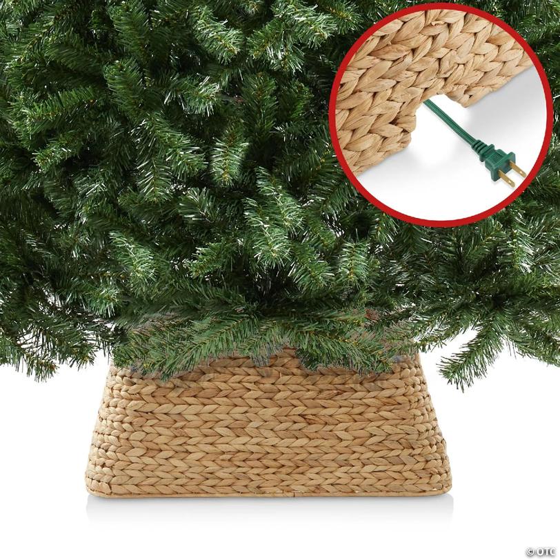 Casafield Water Hyacinth Christmas Tree Collar, Square Christmas Tree Cover 22" - Natural