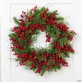 Cedar  Pine and Red Berries Artificial Christmas Wreath - 28" - Unlit