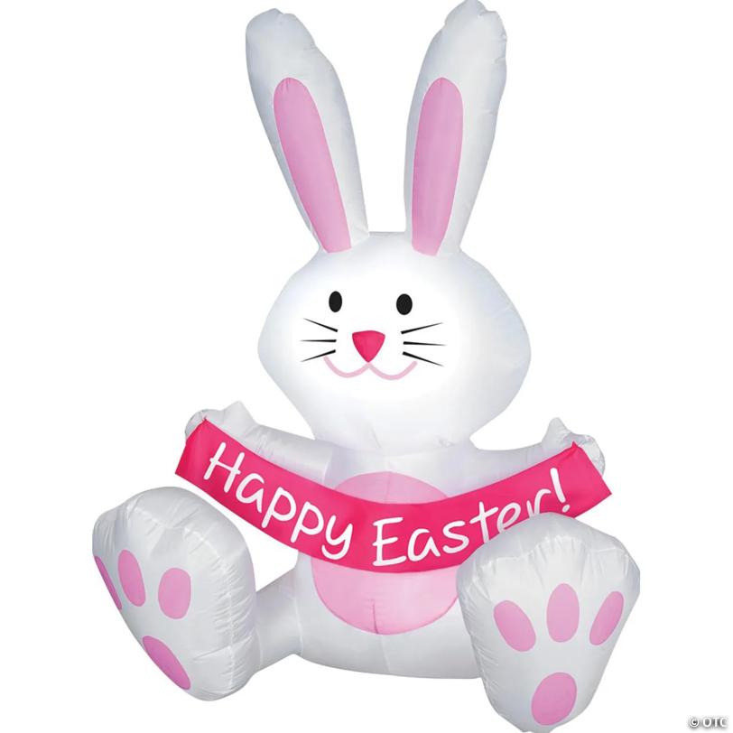 Cheerful 4 Ft. Blow Up Inflatable Happy Easter Bunny Yard Decoration - 1 Pc.