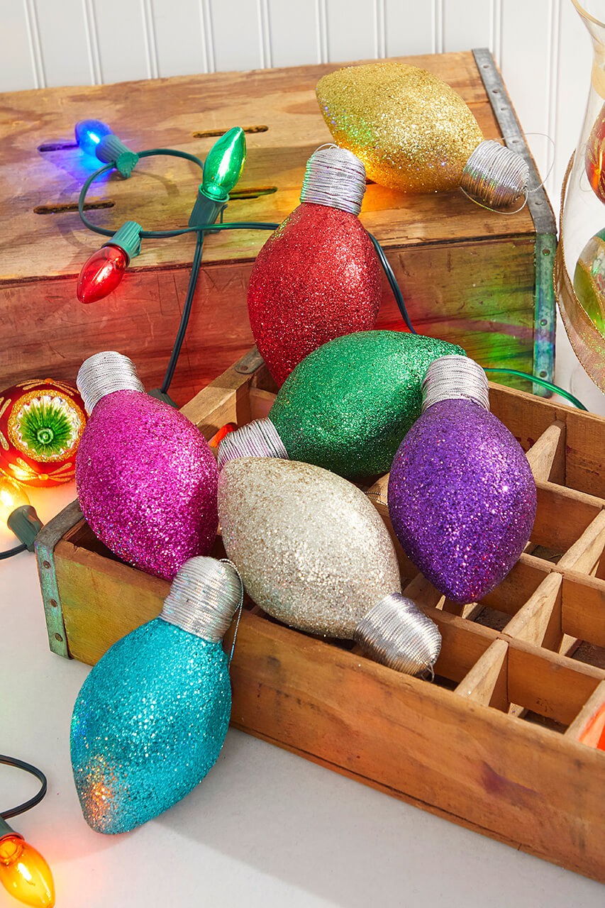 7" Hot Pink Glitter Light Bulb Ornament