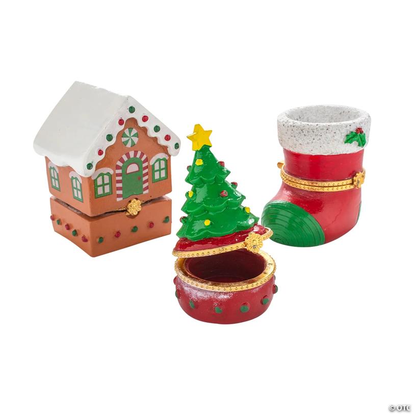 Christmas Hinged Box Tabletop Decorations - 3 Pc.