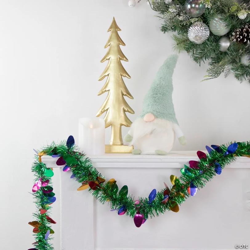 Christmas Light Bulb Wrapped Tinsel Commercial Garland - 50' Proper 2" - Green and Multicolor - Unlit