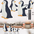 Christmas Penguin Set Metal Yard Signs, 4pc Large Xmas Decorations - Includes Four 6" Stakes, Holiday Decor - 6in-16inch