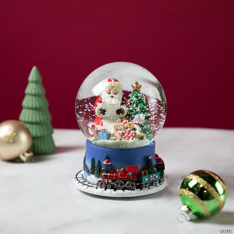 Christmas Train Around Santa Delivering Gifts Musical Water Globe - 6.5