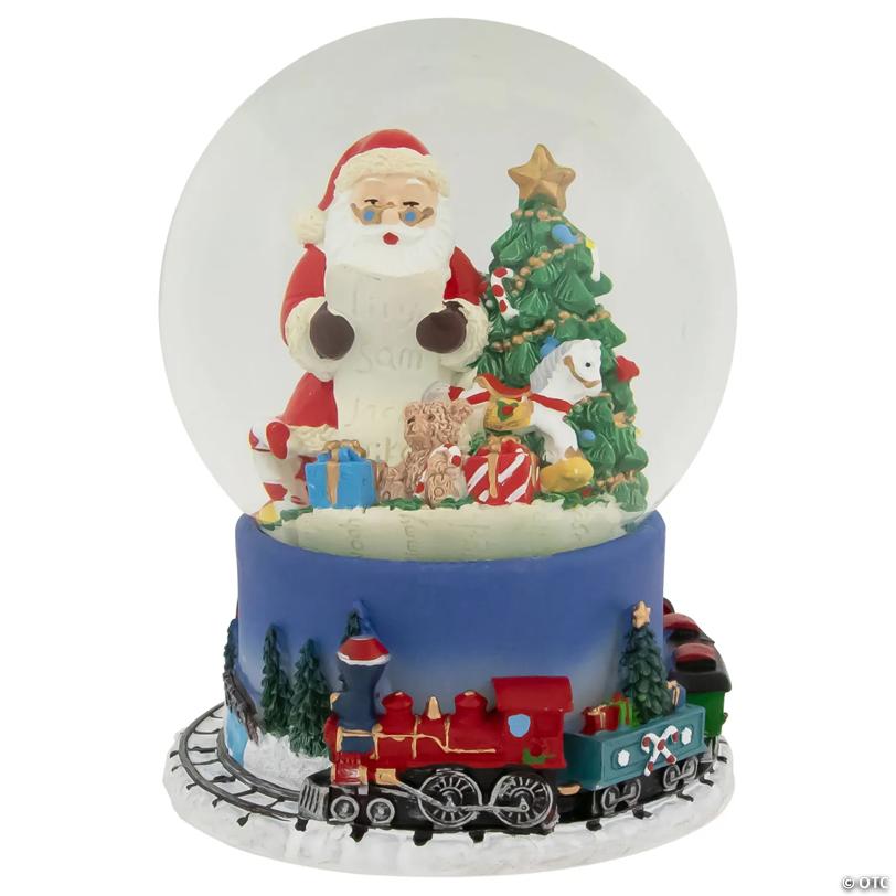Christmas Train Around Santa Delivering Gifts Musical Water Globe - 6.5