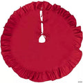 Christmas Tree Red Burlap Ruffled Trim Skirt for Holiday Decorations 50 inches