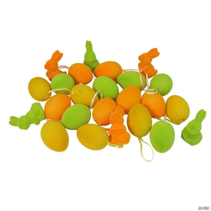 Club Pack of 24 Orange and Green Spring Easter Egg Ornaments 2.75