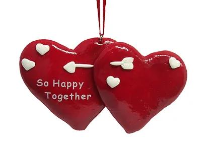 Club Pack of 24 Red and White "So Happy Together" Hearts Valentine's Day Ornaments 4.25