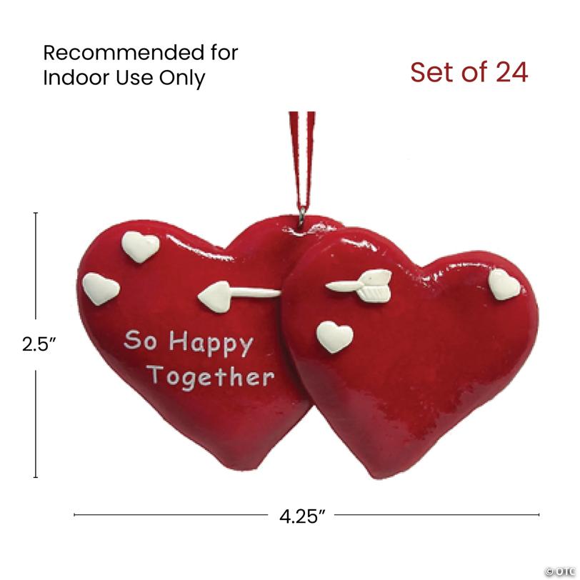 Club Pack of 24 Red and White "So Happy Together" Hearts Valentine's Day Ornaments 4.25