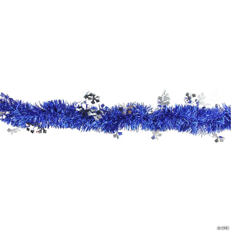 Commercial Christmas Tinsel Snowflake Garland - 50" Proper 2.75' - Lavish Blue and Silver - Unlit