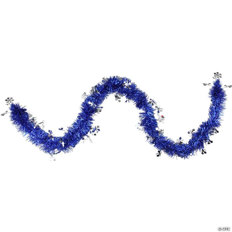 Commercial Christmas Tinsel Snowflake Garland - 50" Proper 2.75' - Lavish Blue and Silver - Unlit