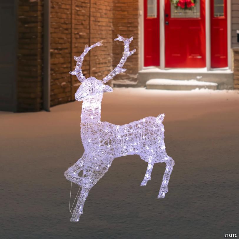 Commercial Grade Acrylic Reindeer Outdoor Christmas Decoration - 46.5" -  Pure White LED