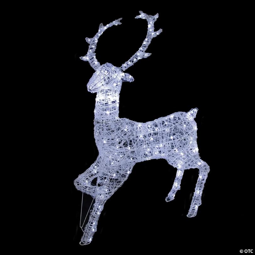 Commercial Grade Acrylic Reindeer Outdoor Christmas Decoration - 46.5" -  Pure White LED