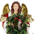 Commercial Size Angel Christmas Tree Topper with Wreath - 3' - Red and Green - Unlit