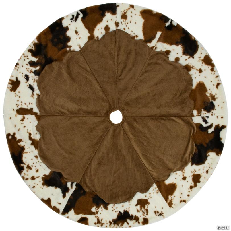 Corduroy Christmas Tree Skirt with FauProper Fur Trim - 48" - Brown