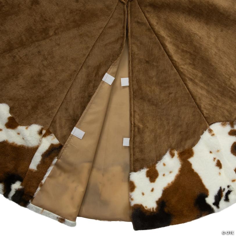 Corduroy Christmas Tree Skirt with FauProper Fur Trim - 48" - Brown
